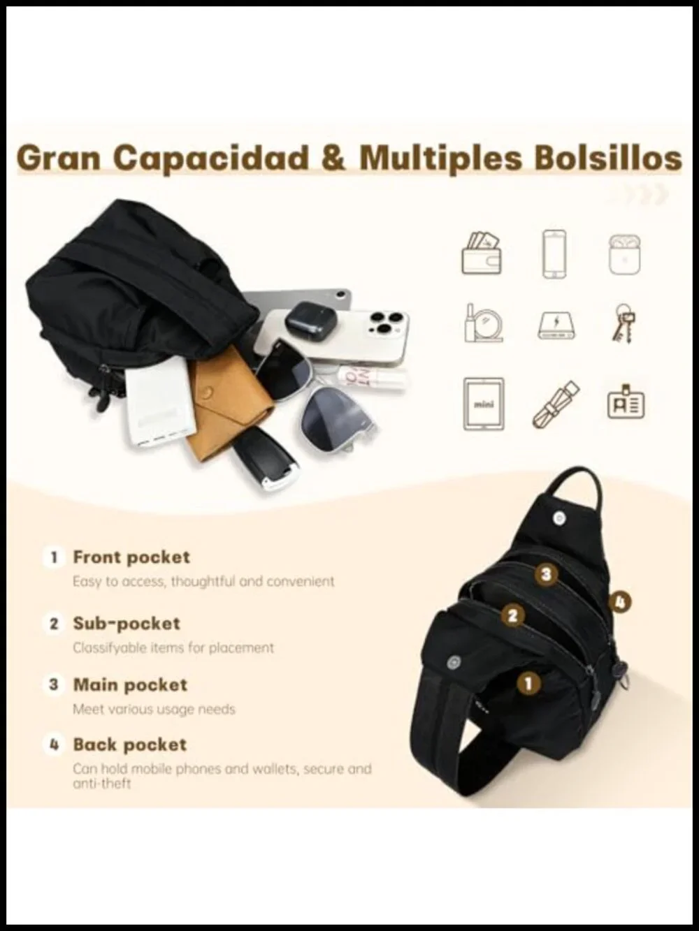 Mini Commuter Backpack, Convertible Oxford Cloth Anti-Theft Bag